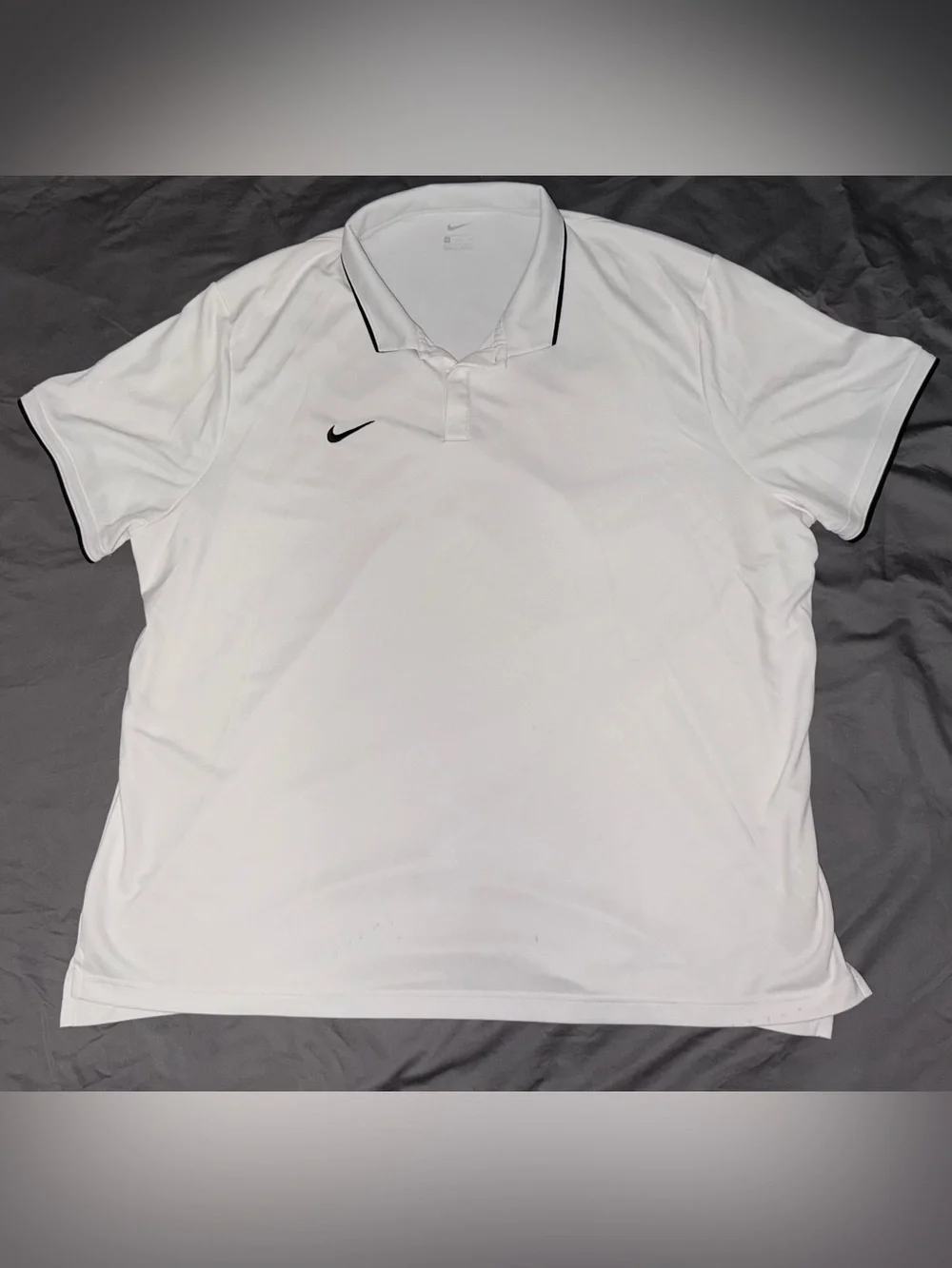 Nike Dri-Fit Mens White Performance Polo with Black Trim Swoosh Golf Size 3X